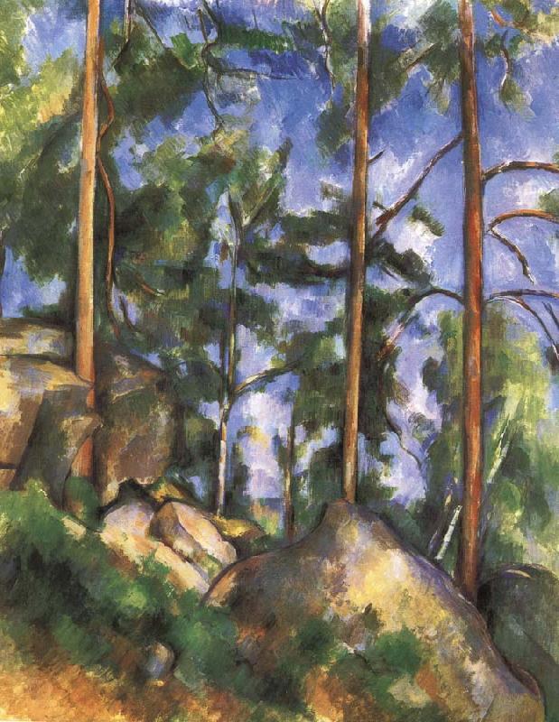 Paul Cezanne pine trees and rock Sweden oil painting art